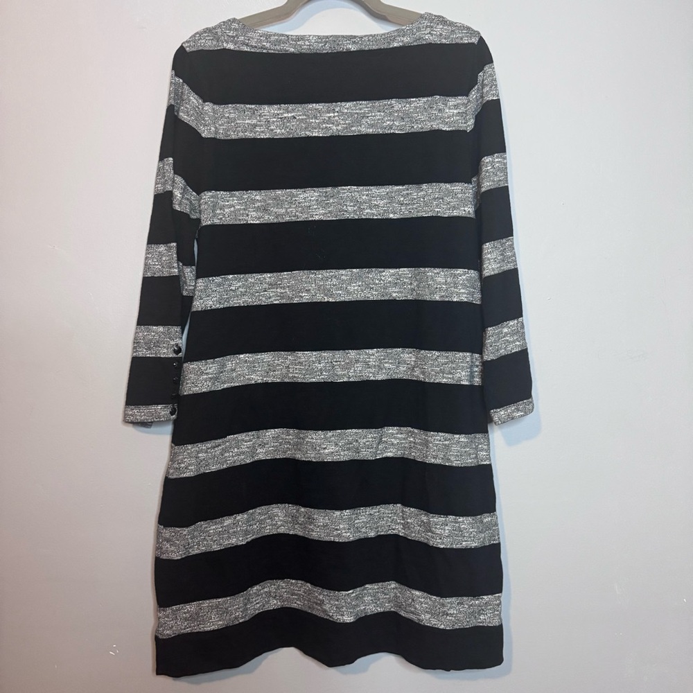 J. Crew Black and Gray Striped Long Sleeve Dress - Picture 3 of 3
